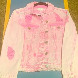 Distressed Pink Denim Jacket